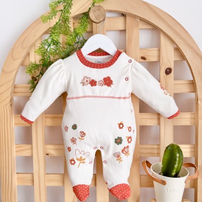 Macacão Trape Zape - Florido - Off White e Telha